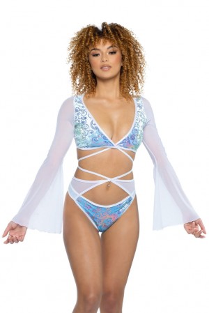 Yru Sequin Velvet & Mesh Wrap Bottom Bottoms Multicolor | 4539XUBSY