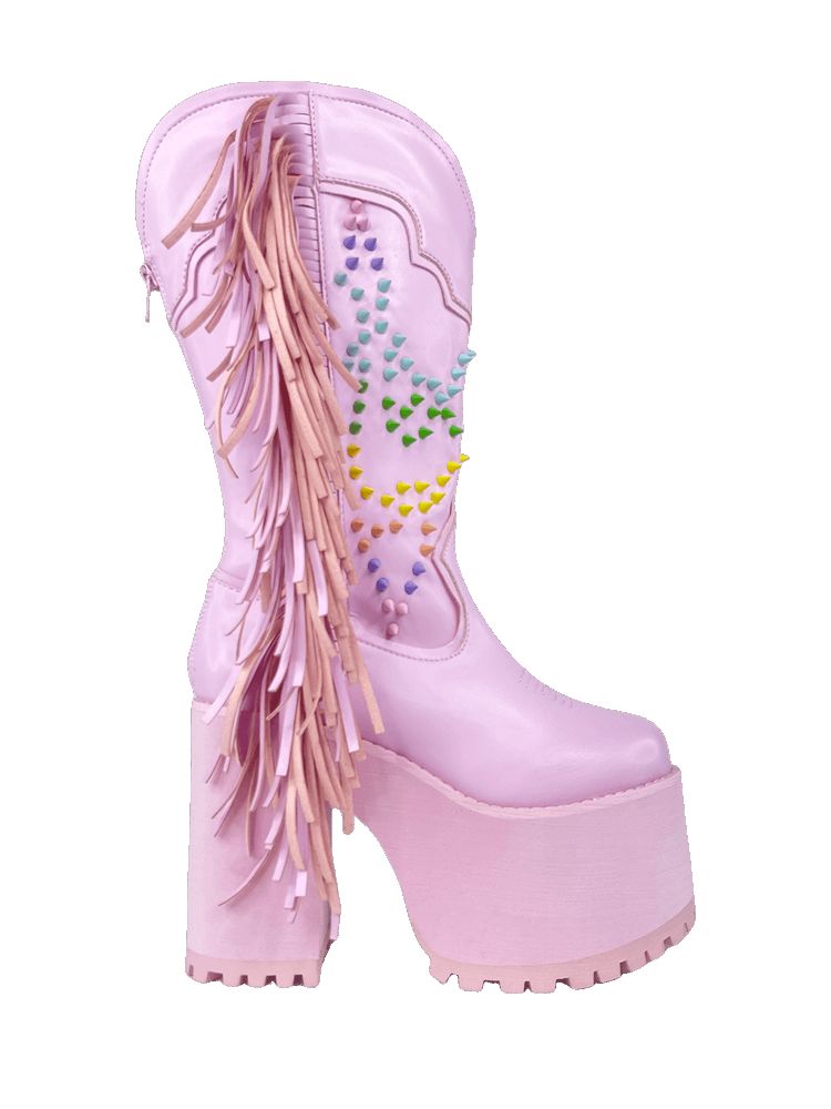 Yru Bad B Fringe Platform Shoes Pink | 1679MEXAG