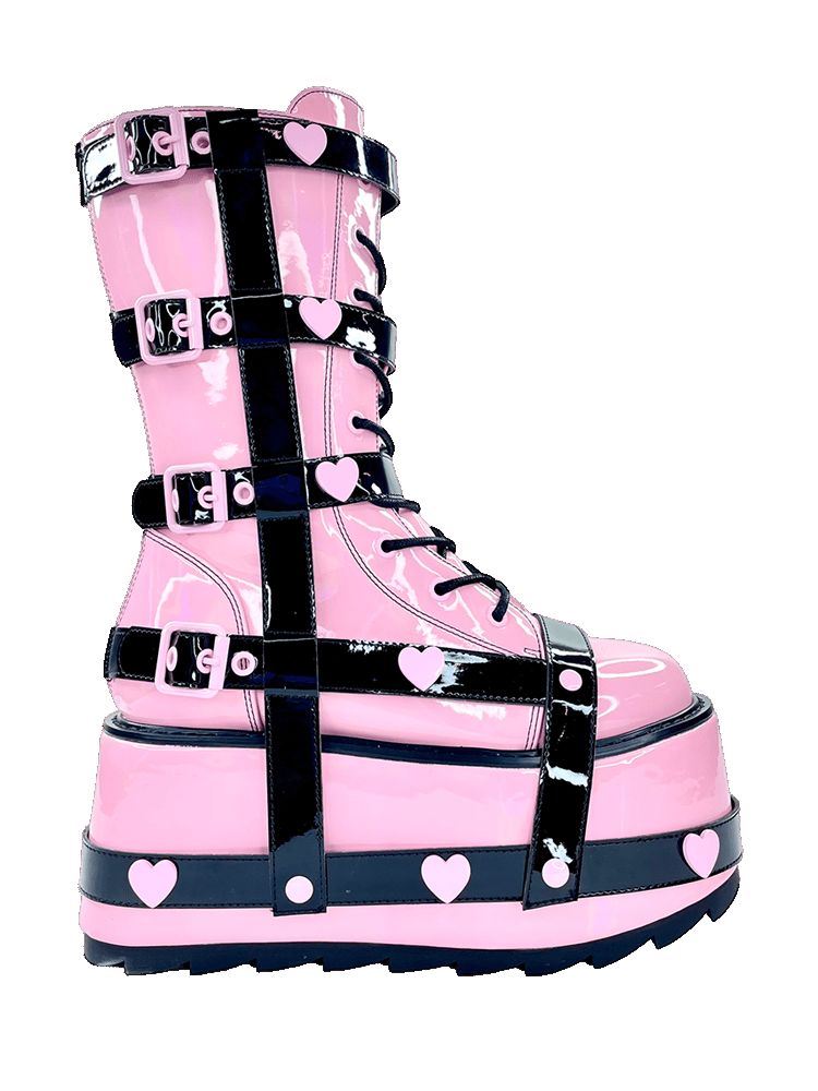 Yru Trance Bndg Heart Boots Pink / Black | 4530SHLVO